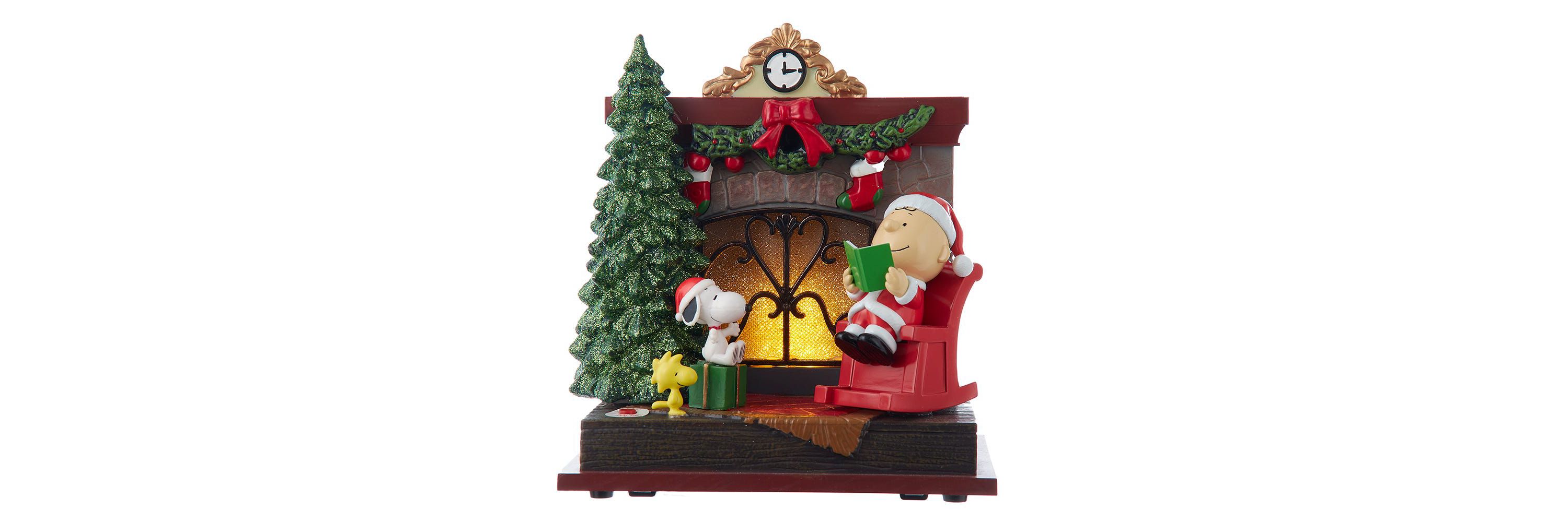 Kurt Adler 6-Inch Peanuts Battery-Operated Musical Fireplace Table Piece
