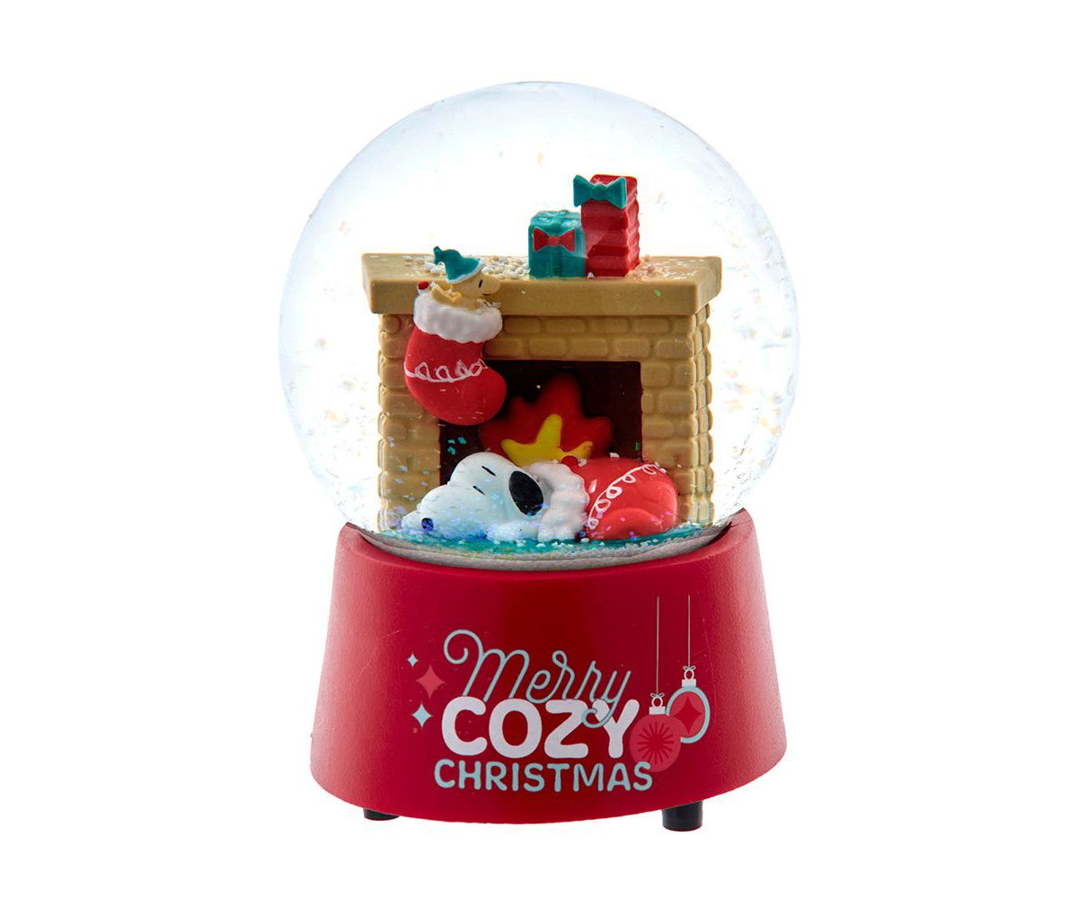 Kurt Adlers 100MM Snoopy Fireplace Musical Water Globe