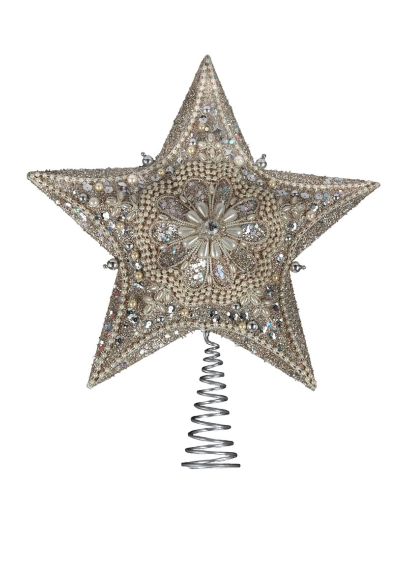 Kurt Adler Platinum Star Treetop with Glitter