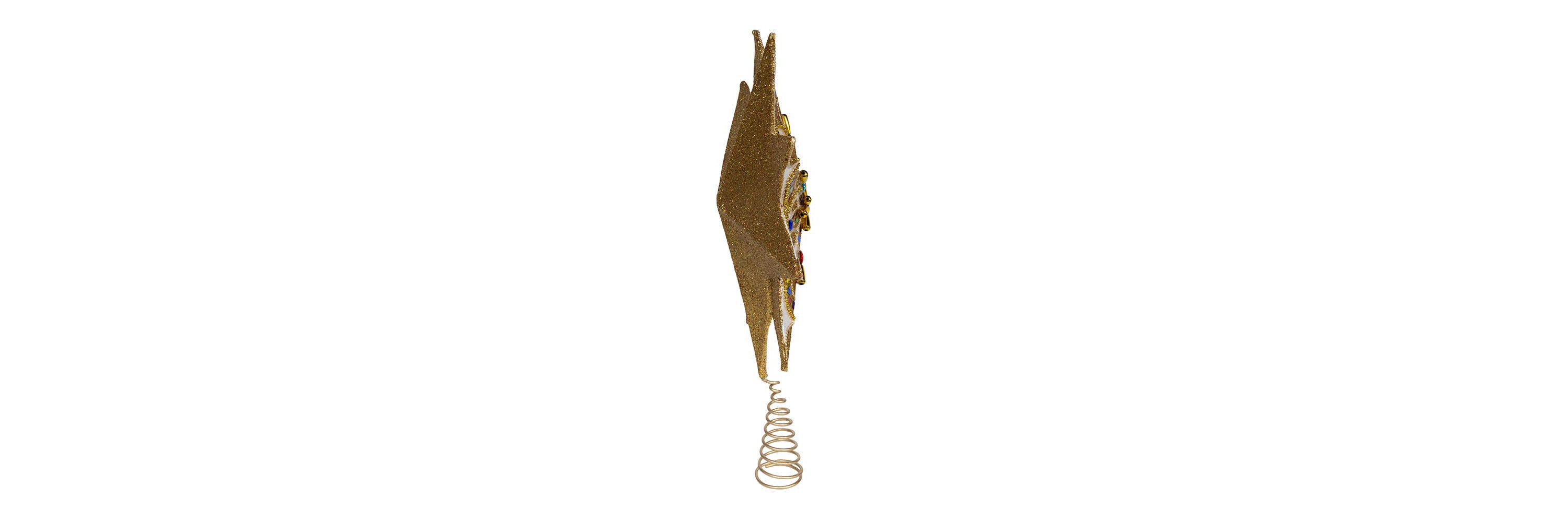 Kurt Adler 16.5-Inch Unlit 10-Point White and Gold Star Tree Topper