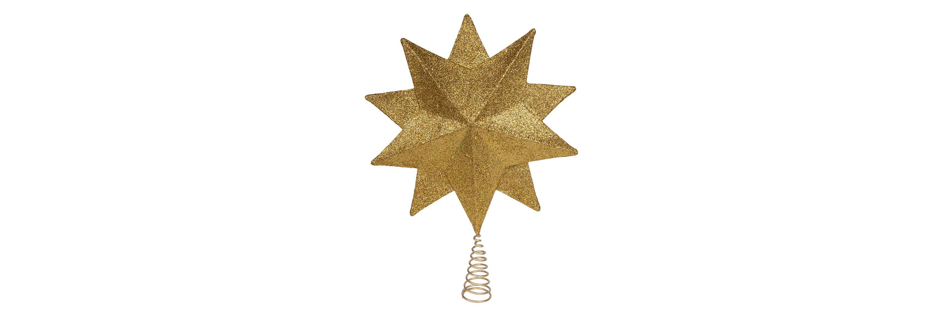 Kurt Adler 16.5-Inch Unlit 10-Point White and Gold Star Tree Topper