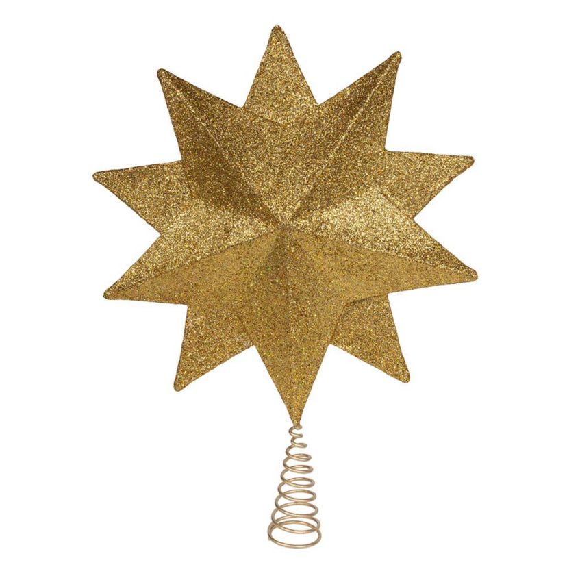 Kurt Adler 16.5-Inch Unlit 10-Point White and Gold Star Tree Topper