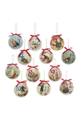 85 mm Decoupage Ball Ornament Set of 12