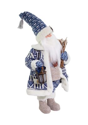 18-Inch Indigo Country Santa Decoration