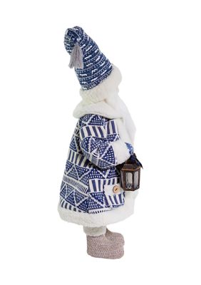 18-Inch Indigo Country Santa Decoration