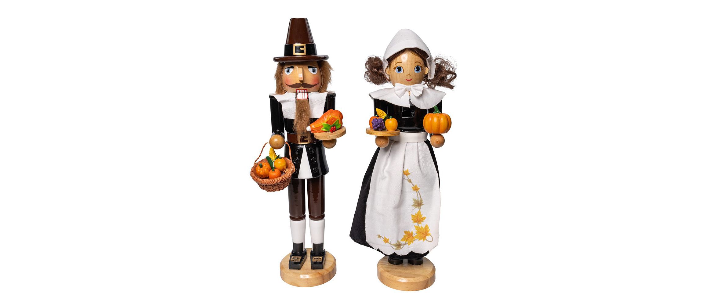 Kurt Adler 15-Inch Pilgrim Nutcrackers 2-Piece Set