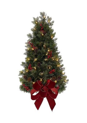 Kurt S. Adler 26-Inch Battery-Operated Pre-Lit Wall Tree With Red Bow
