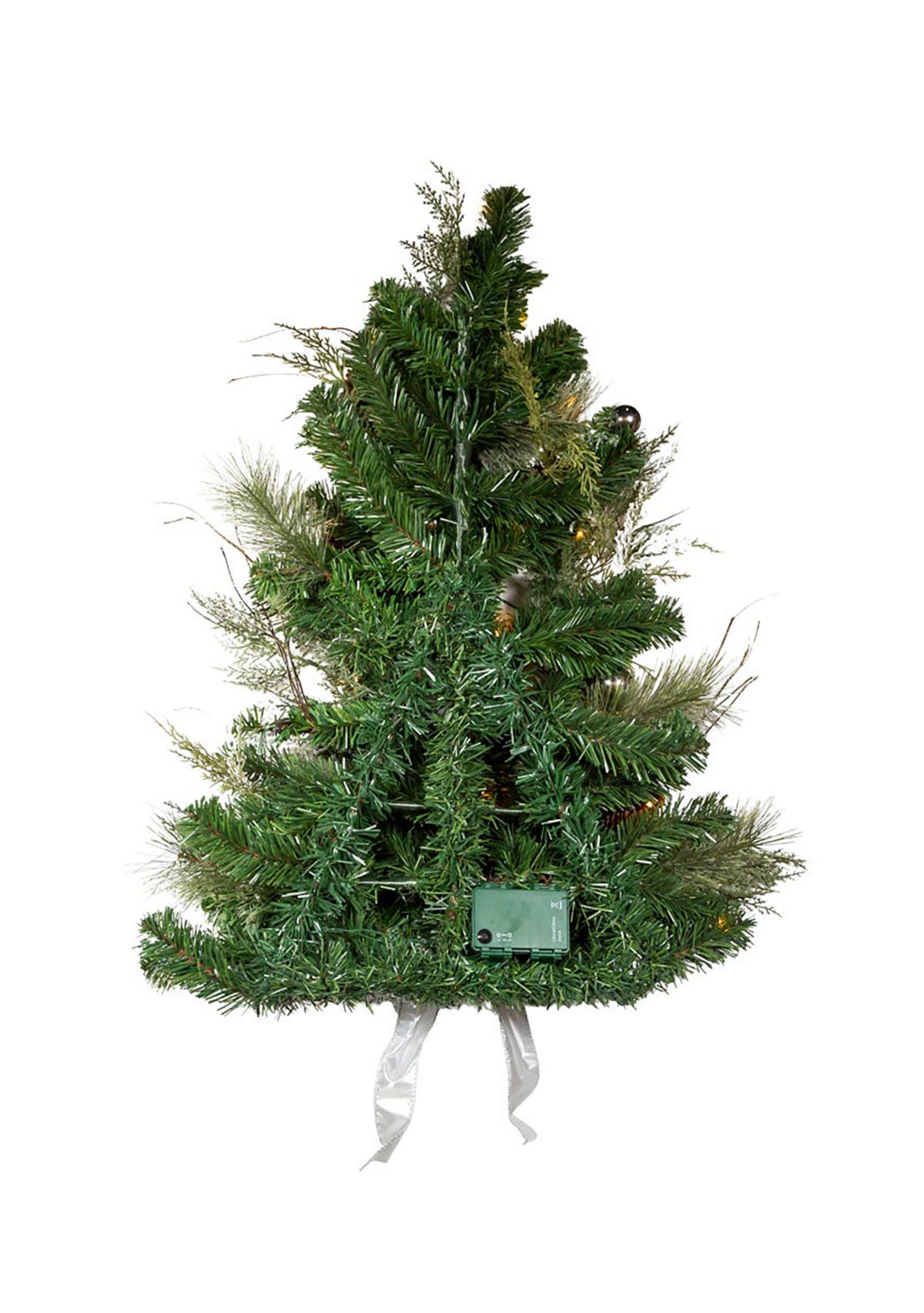 26-Inch Pre-Lit Snowy Silver Wall Tree