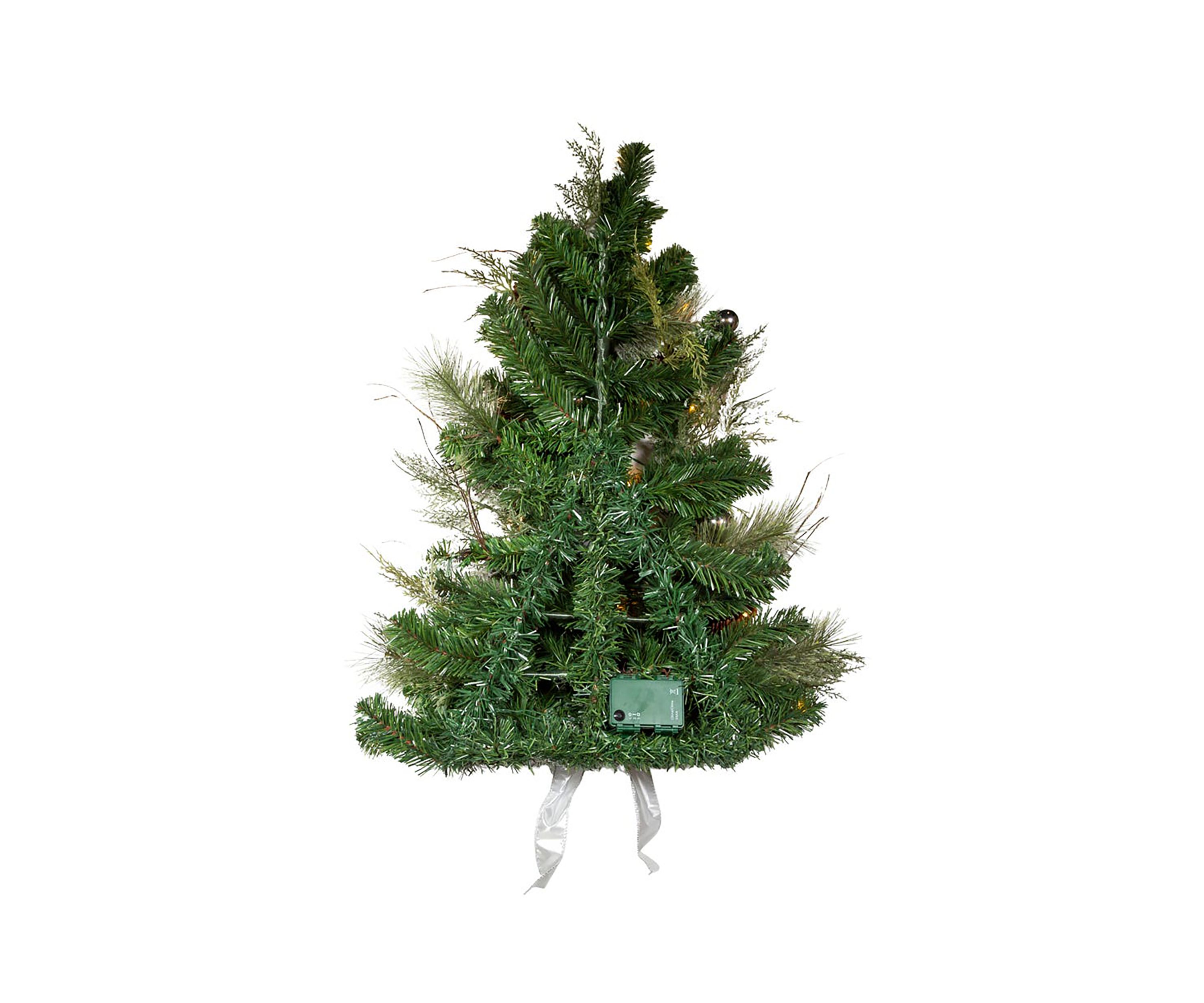 26-Inch Pre-Lit Snowy Silver Wall Tree