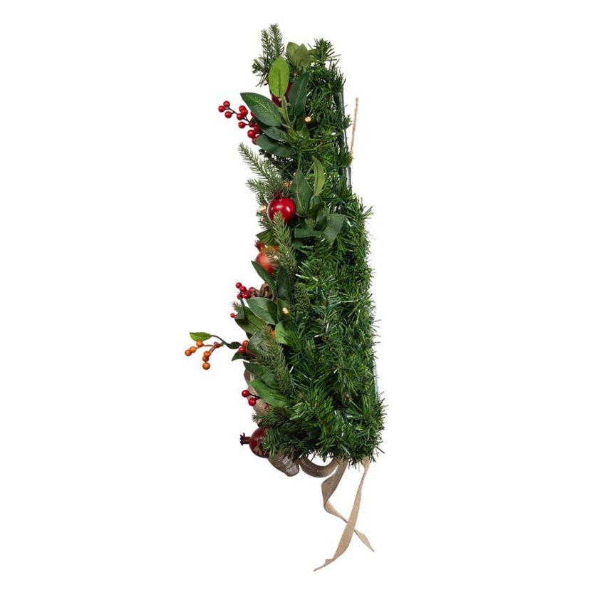22-Inch Battery-Operated Prelit Decorated Wall Tree with Berries and Pomegranate