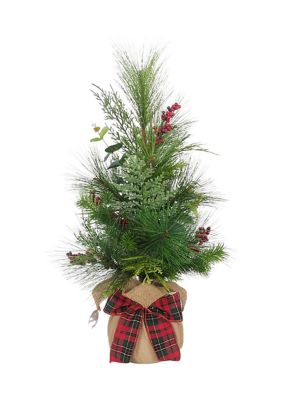 Kurt S. Adler 24 Inch Plaid Ribbon Tree, Green, 2 Foot