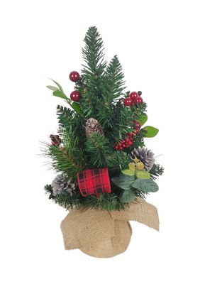 Kurt S. Adler 18 Inch Pinecone Ribbon Tree, Green