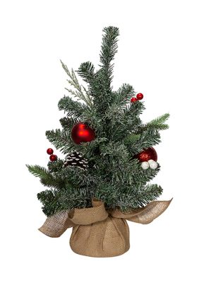 18-Inch Pinecones, Balls, and Berries Tree with Burlap