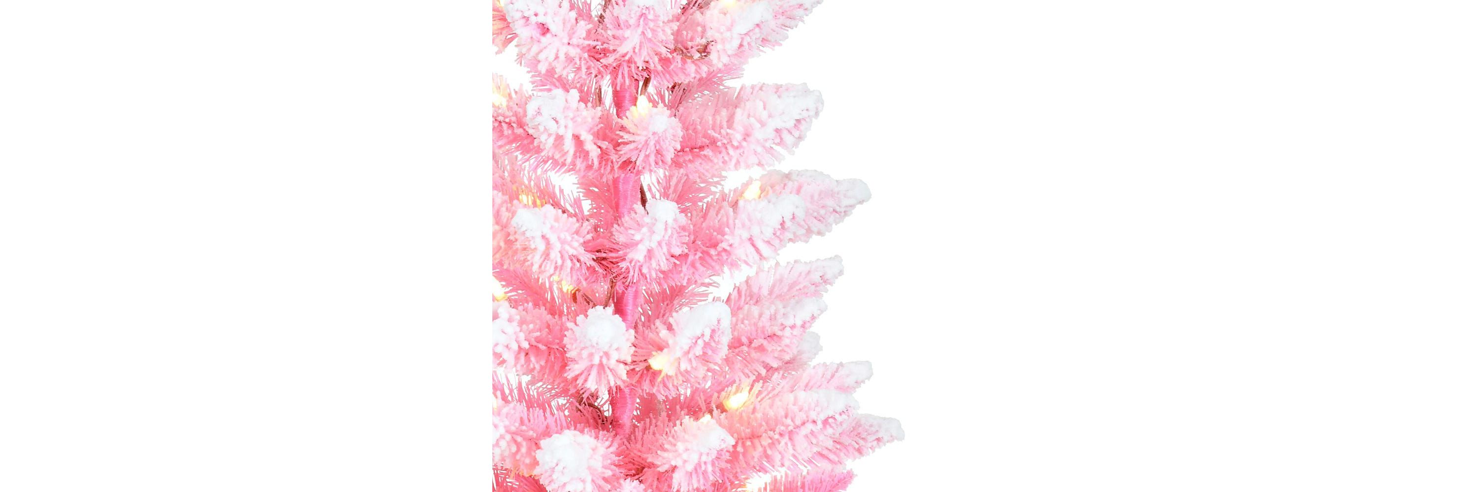Kurt Adler 3-Foot Pre-lit LED Flocked Pink Slim Tree