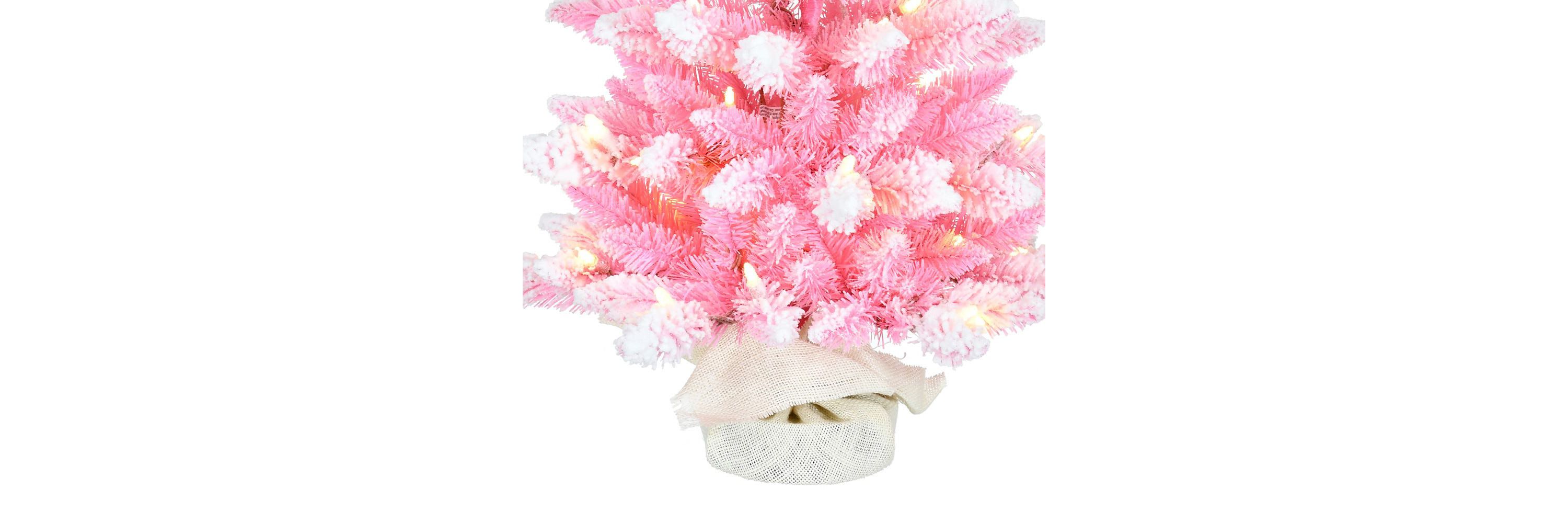 Kurt Adler 3-Foot Pre-lit LED Flocked Pink Slim Tree