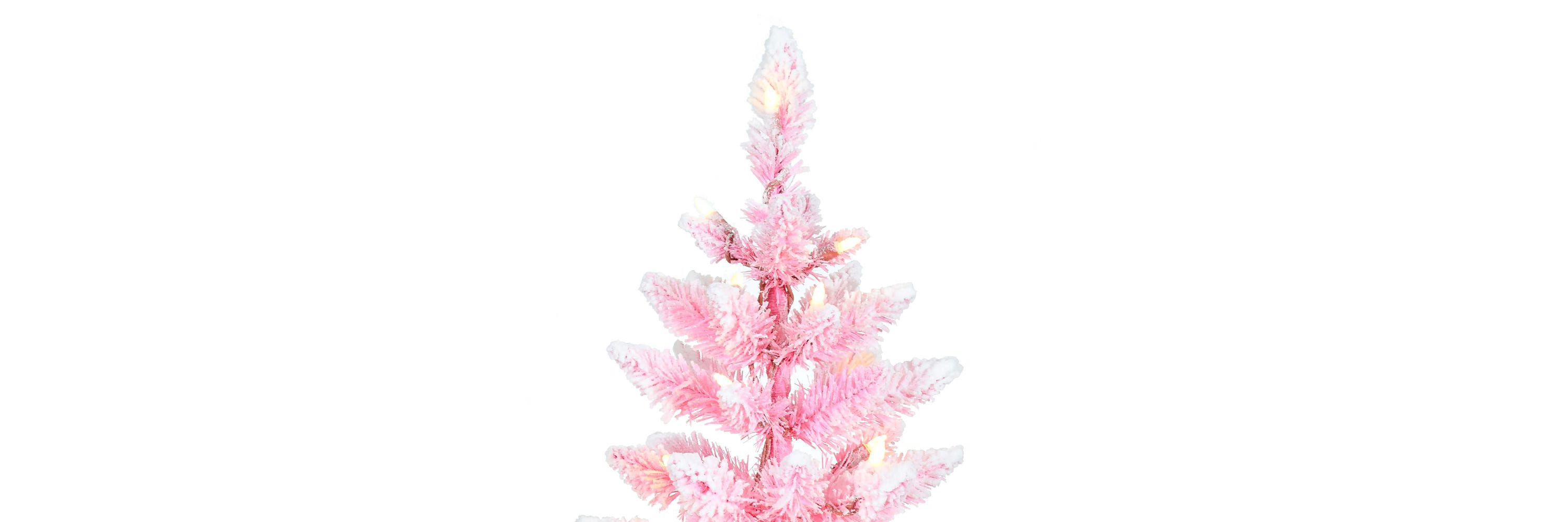 Kurt Adler 3-Foot Pre-lit LED Flocked Pink Slim Tree