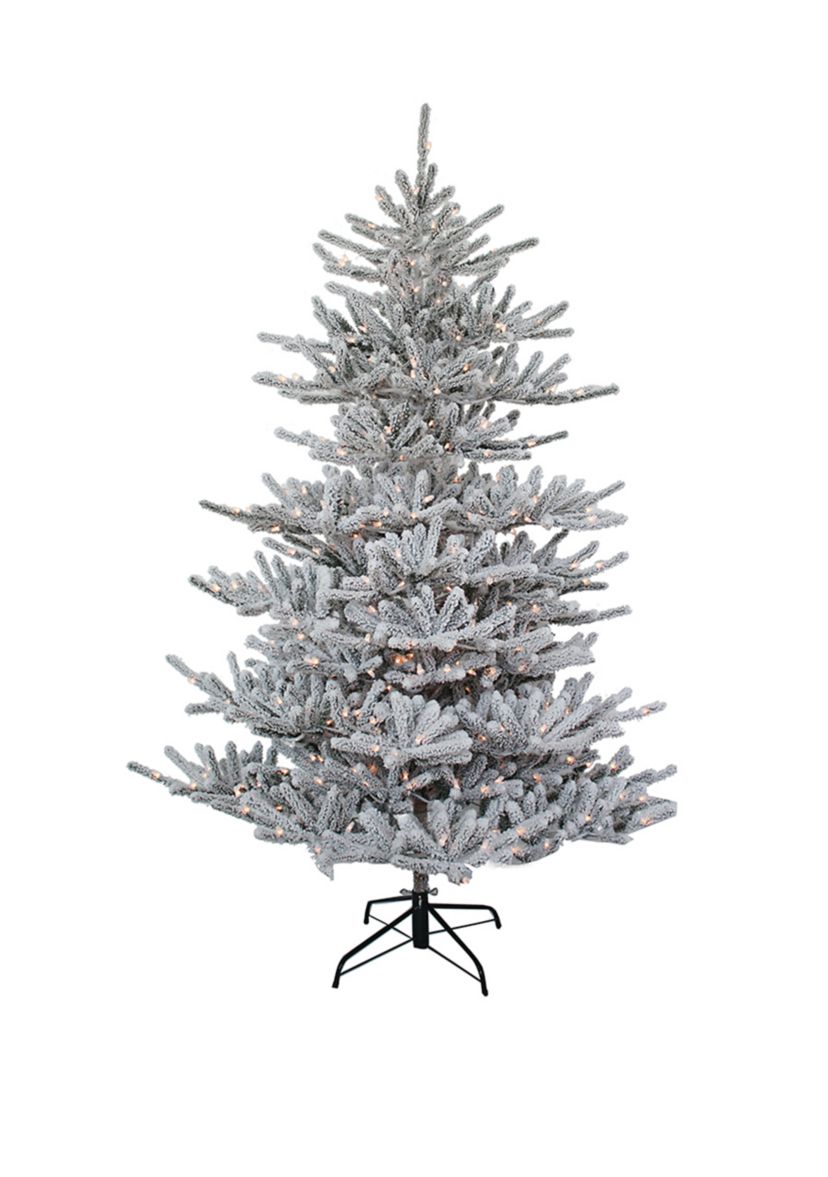3-Foot Pre-Lit Flocked Pine Tree with Burlap
