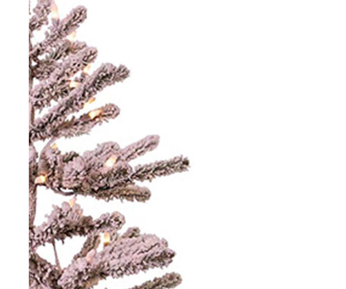 3-Foot Pre-Lit Flocked Pine Tree with Burlap