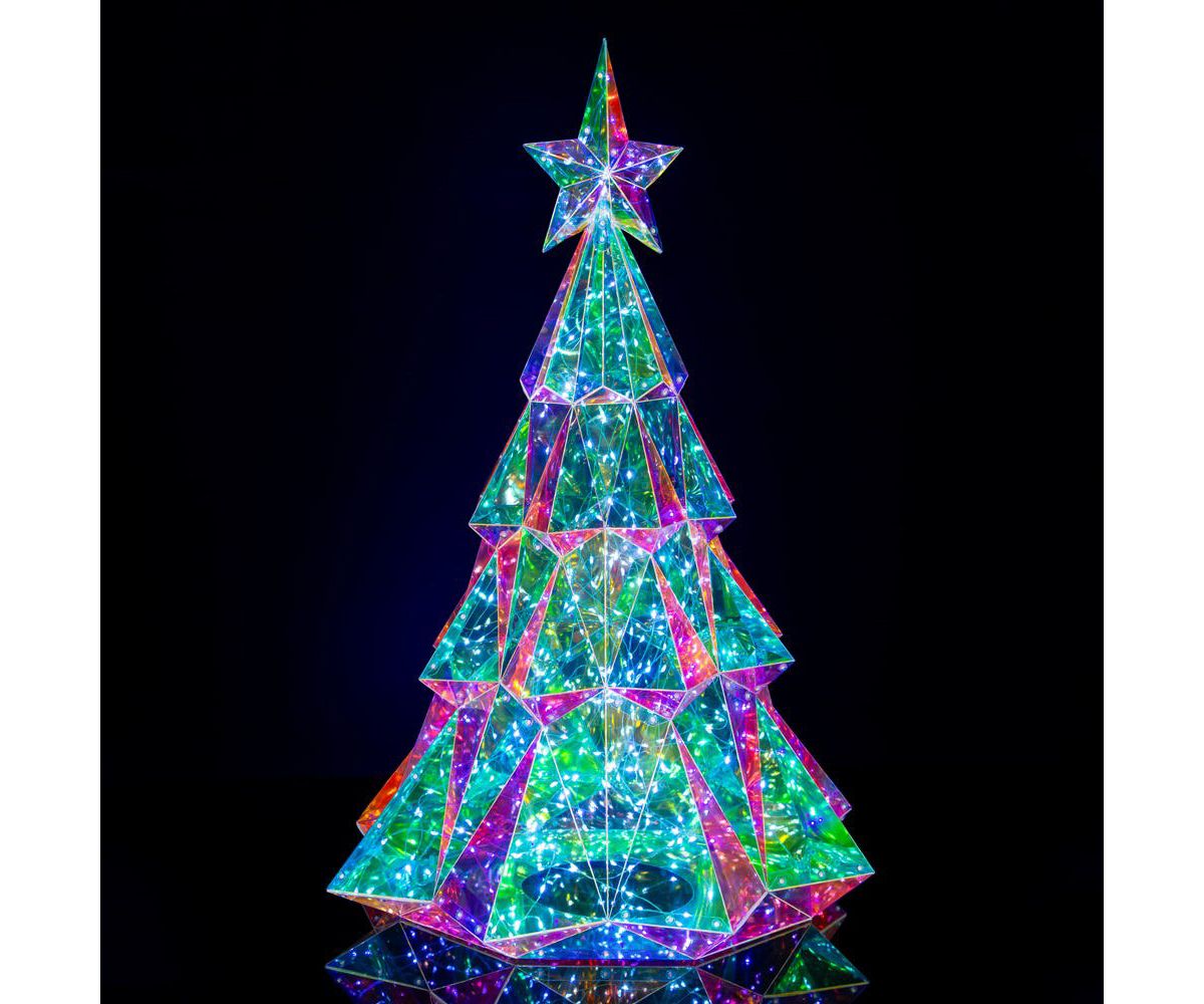 Kurt Adler 20-Inch Pre-Lit Multifunction 200 Cool White Fairy LED Holographic Christmas Tree