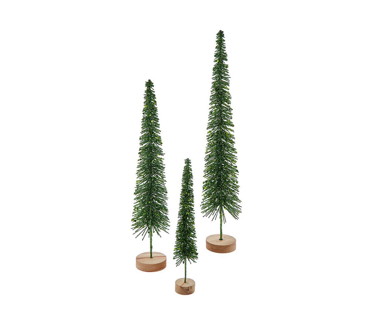 Green Glittered Miniature Tree Set