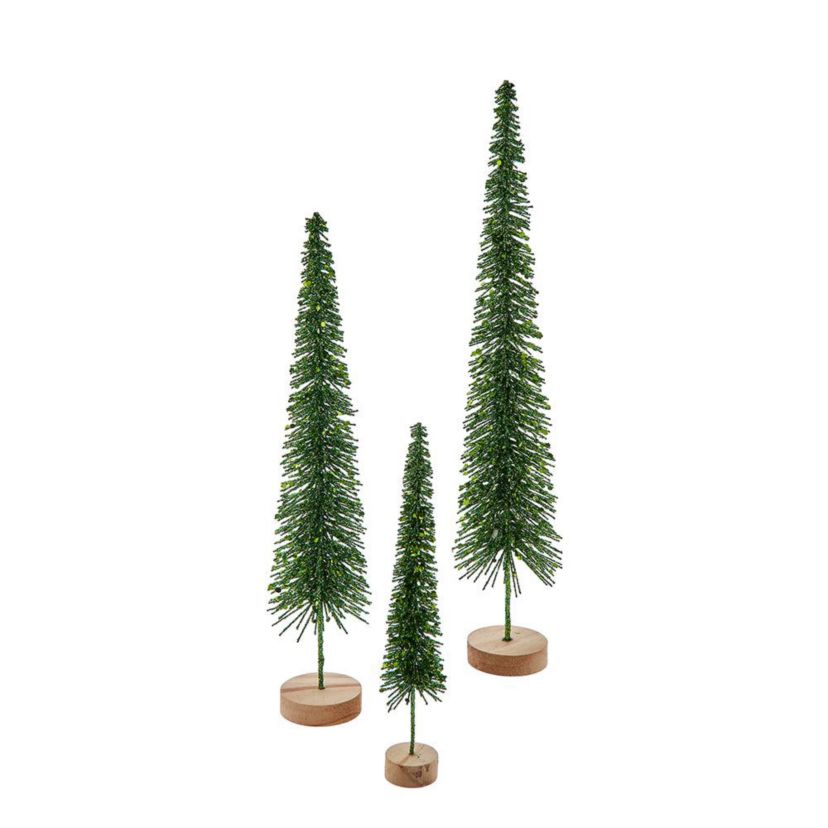 Green Glittered Miniature Tree Set