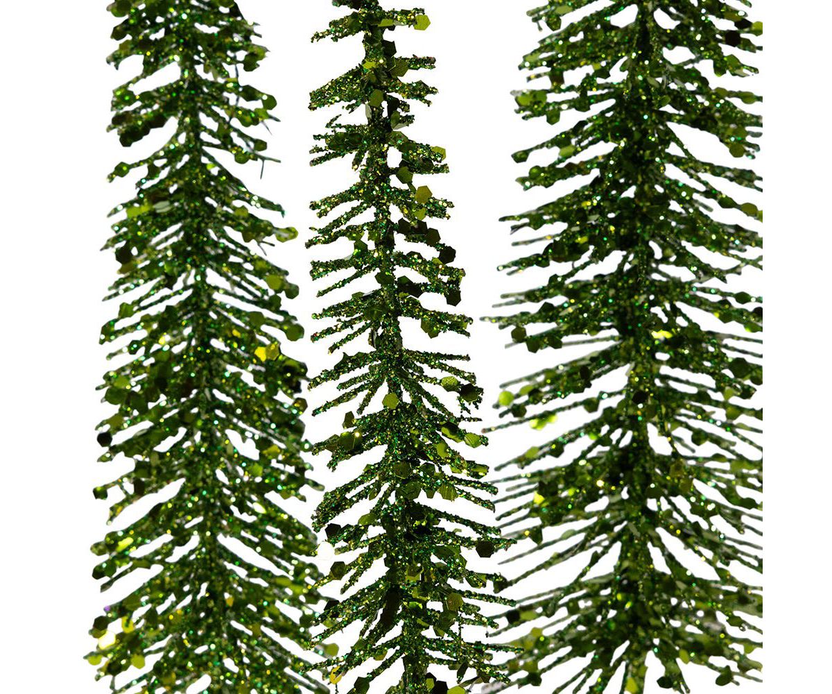 Green Glittered Miniature Tree Set