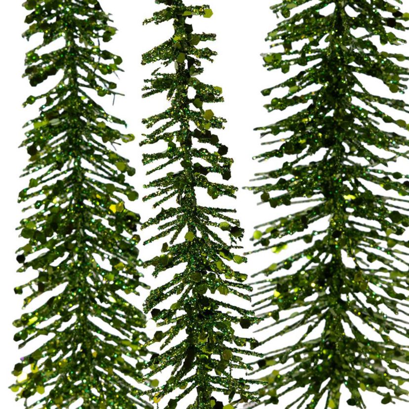Green Glittered Miniature Tree Set