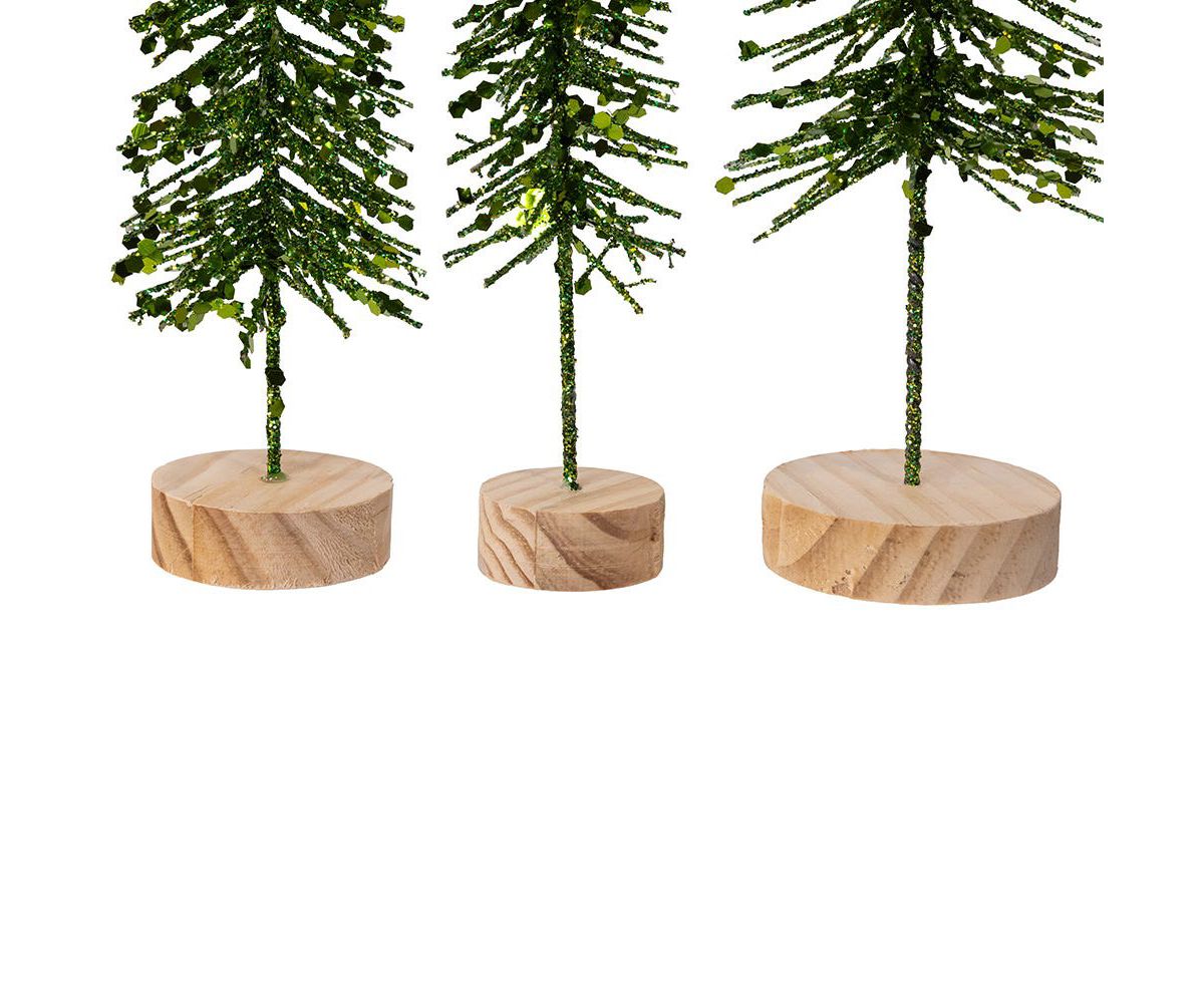 Green Glittered Miniature Tree Set