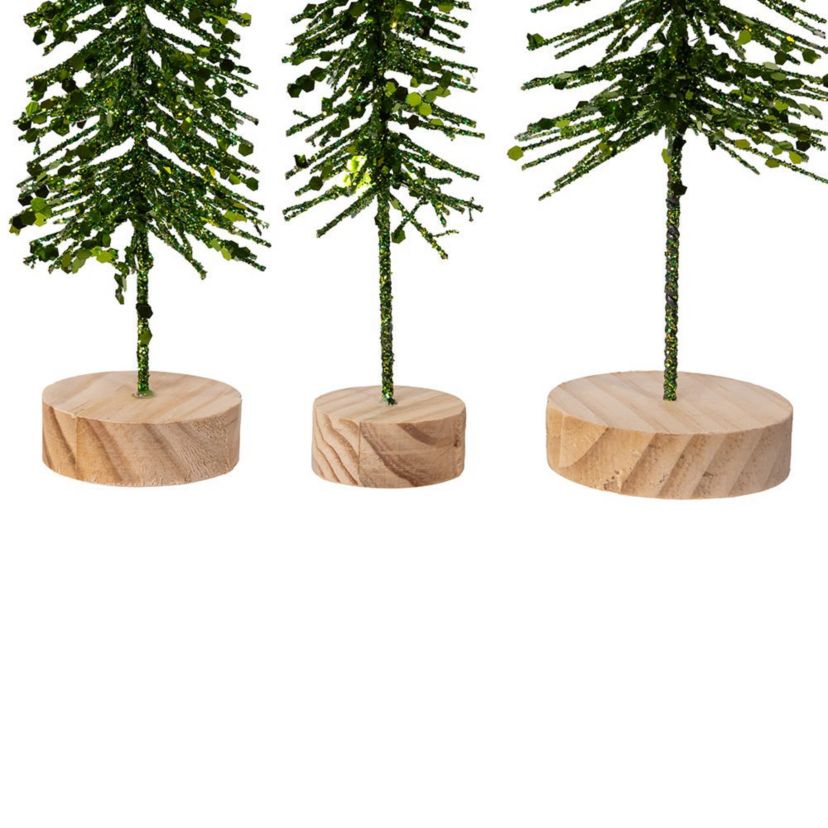 Green Glittered Miniature Tree Set