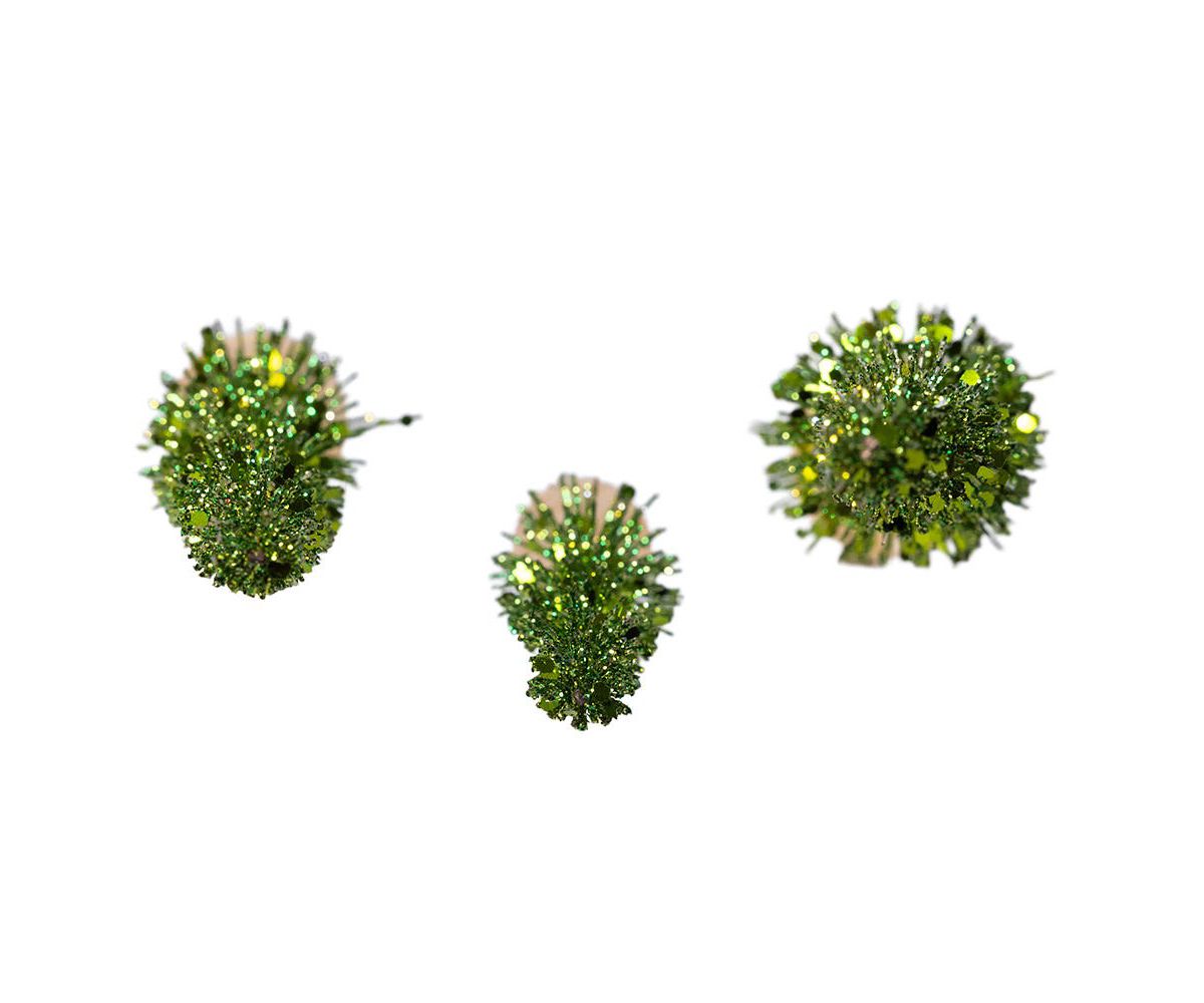 Green Glittered Miniature Tree Set