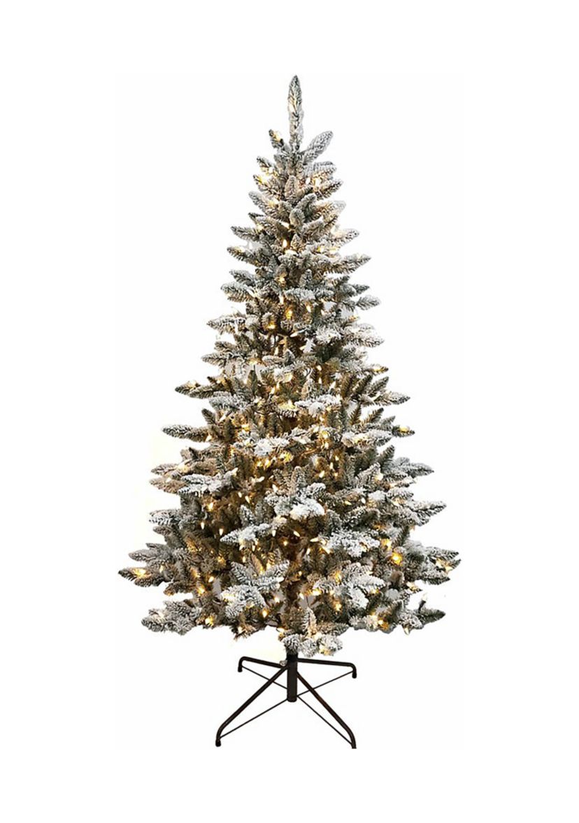 6 Pre Lit Warm White LED Snow Pine Tree