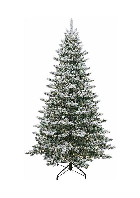 7.5-Foot Pre-Lit Warm White LED Snow Pine Tree