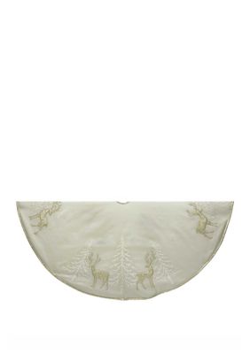 Kurt S. Adler 48 in Gold Tree and Reindeer Applique Treeskirt