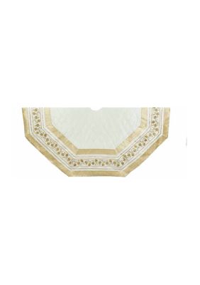 Kurt S. Adler 54 in Ivory Treeskirt with Gold Pinecones