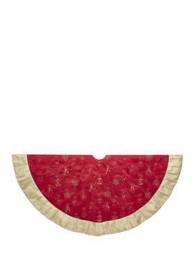 Kurt S. Adler 60 Inch Red and Gold Ornament Tree Skirt