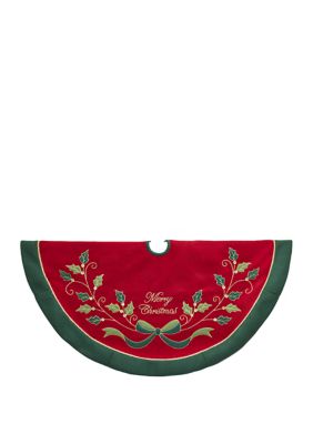 Kurt S. Adler 48 Inch Red and Green with Holly Tree Skirt