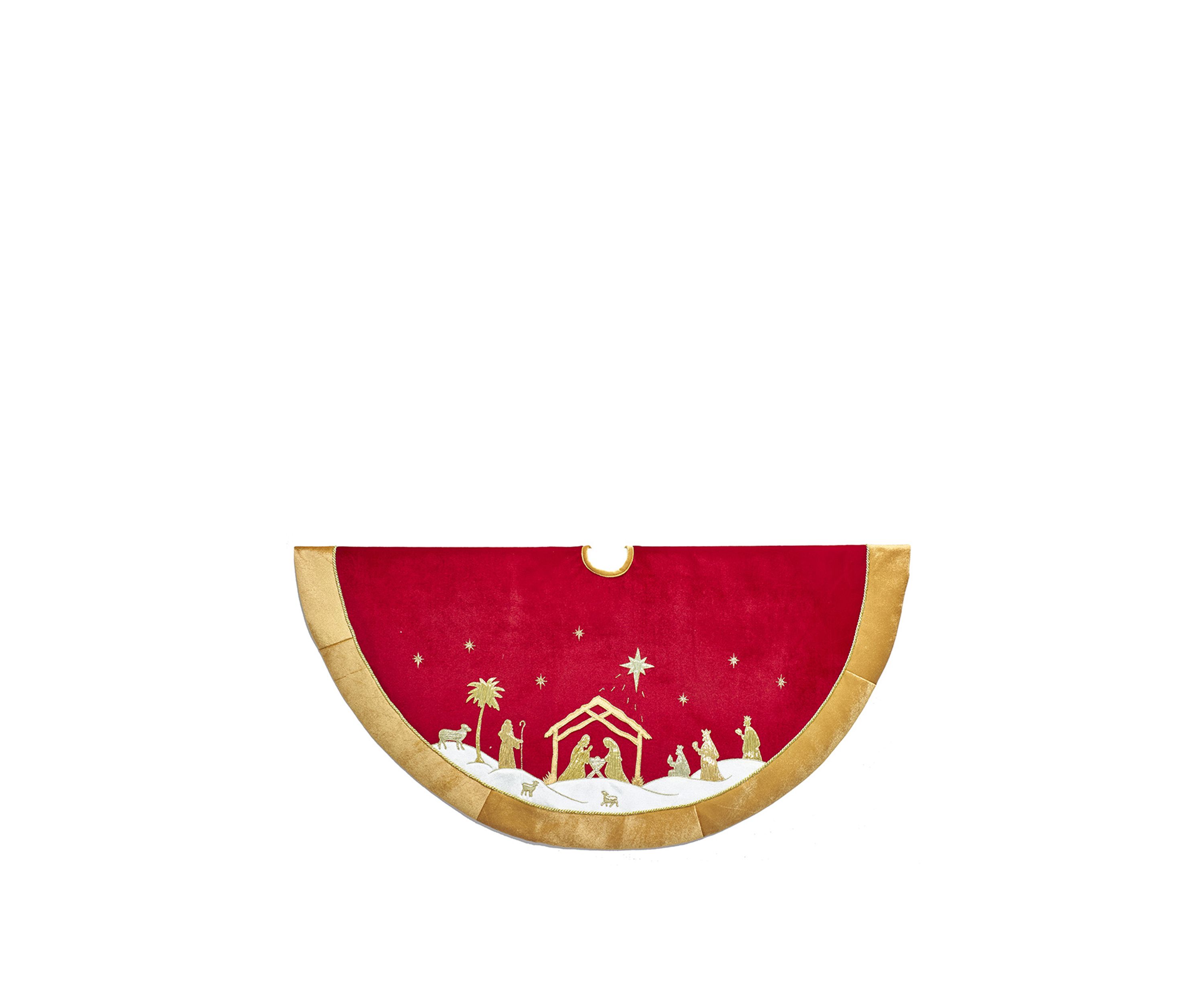 48 Inch Red and Gold Religious Tree Skirt