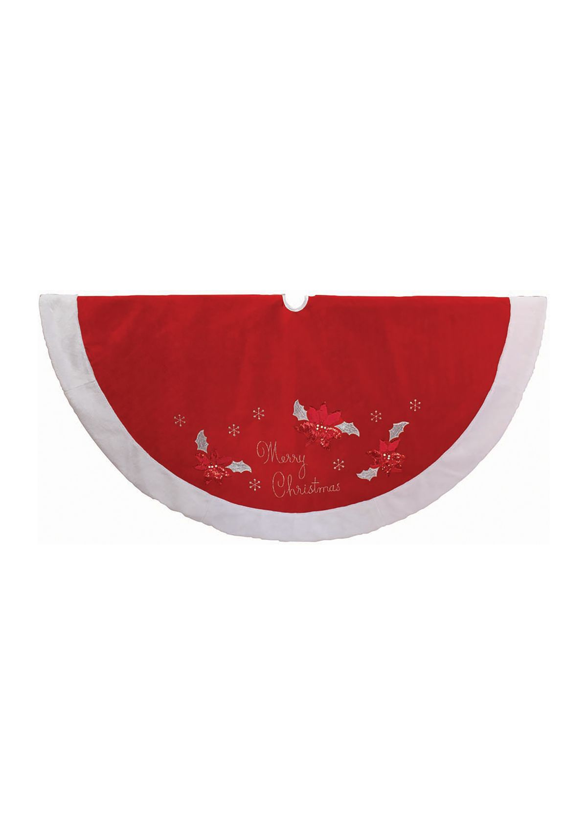 Velvet Merry Christmas Appliqué Tree Skirt