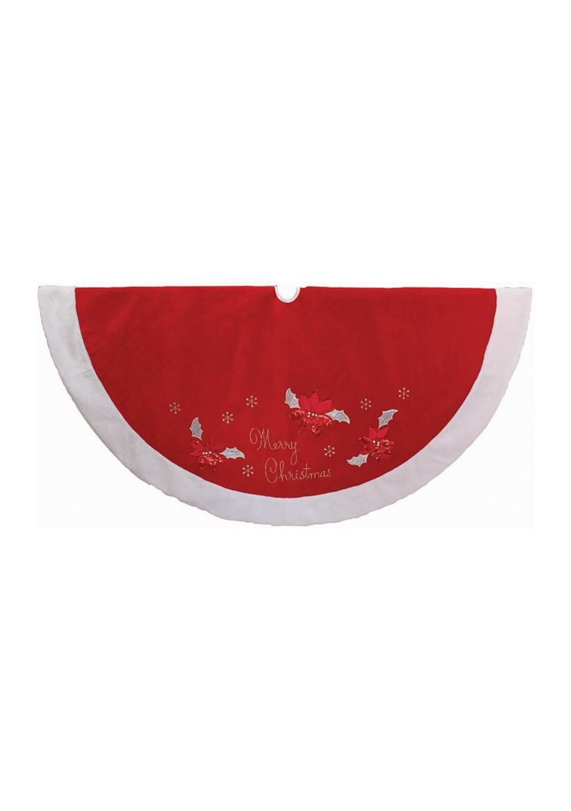 Velvet Merry Christmas Appliqué Tree Skirt