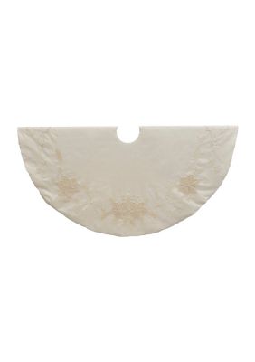 Kurt S. Adler Ivory Pearl Tree Skirt, White, 54 in