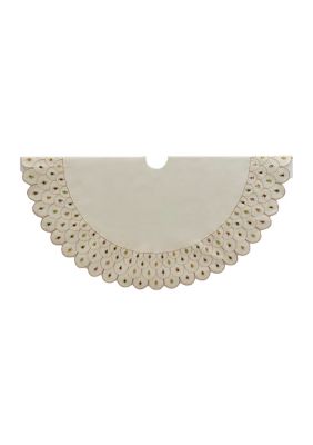 Kurt S. Adler Ivory Embossed Tree Skirt, White, 60 in