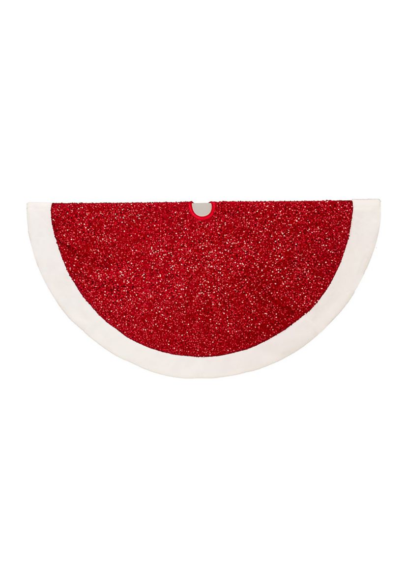 54-Inch Red Sequins with White Border Tree Skirt