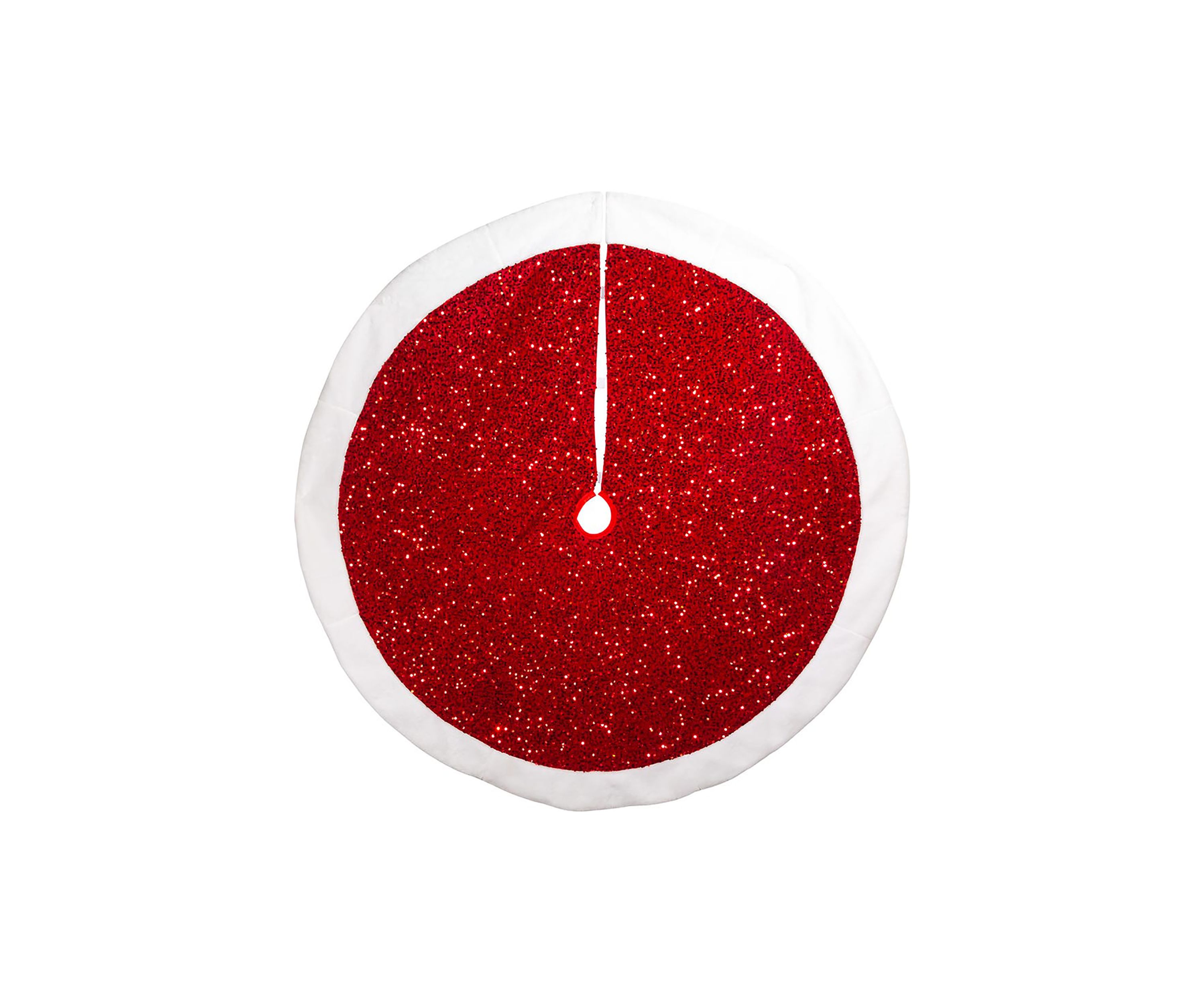 54-Inch Red Sequins with White Border Tree Skirt