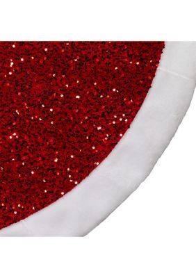 54-Inch Red Sequins with White Border Tree Skirt