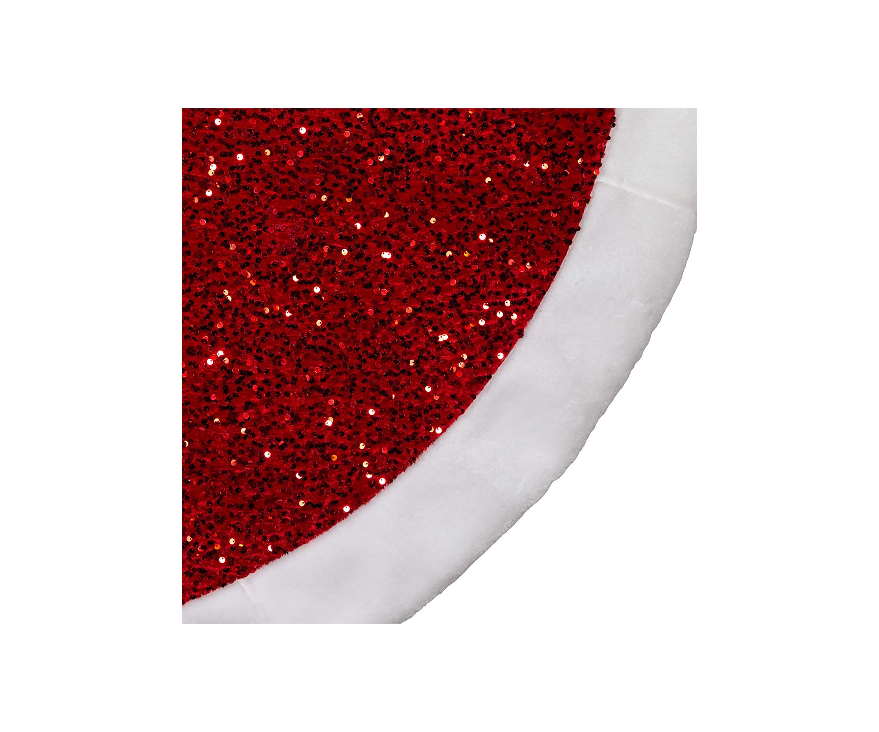 54-Inch Red Sequins with White Border Tree Skirt