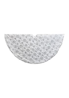 Kurt S. Adler 48-Inch White Tree Skirt with Snowflake Border, 48 in