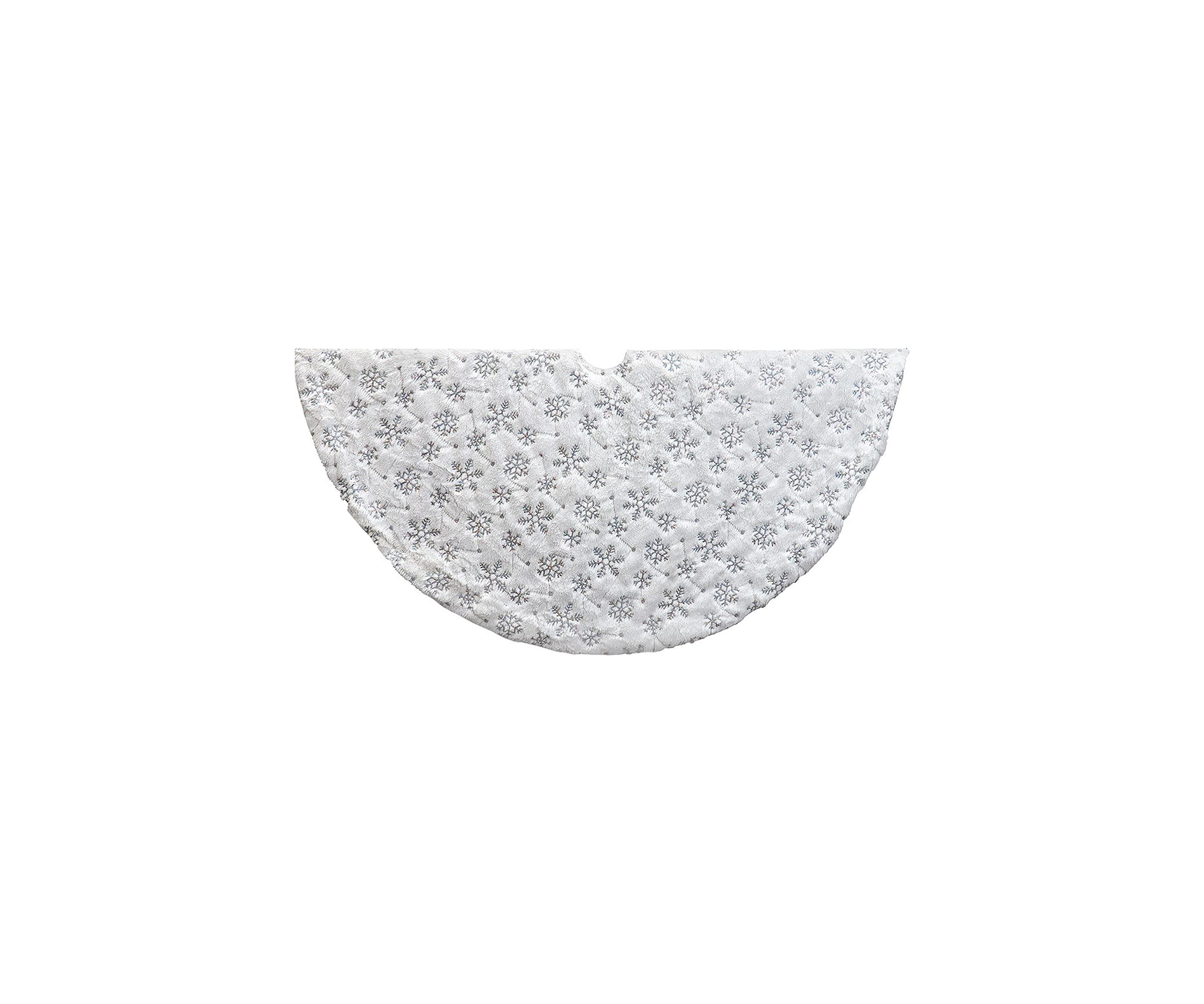 48-Inch White Tree Skirt with Snowflake Border