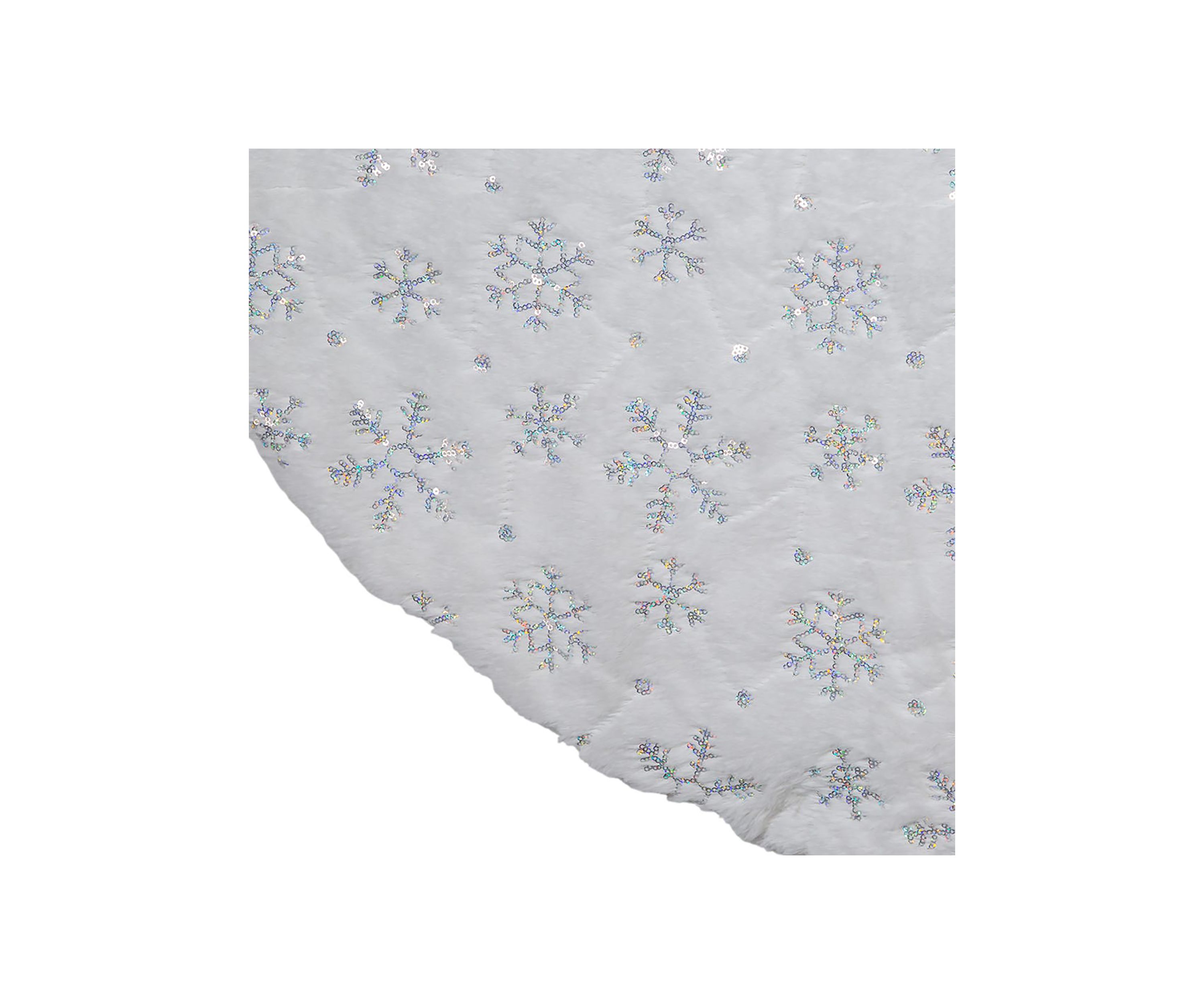 48-Inch White Tree Skirt with Snowflake Border