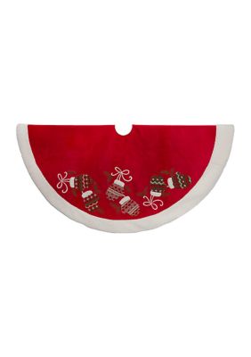48-Inch Red Tree Skirt with Mitten Border