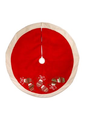 48-Inch Red Tree Skirt with Mitten Border